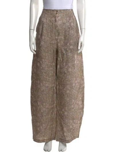 Pre-owned Cortana Linen Wide Leg Pants In Neutrals