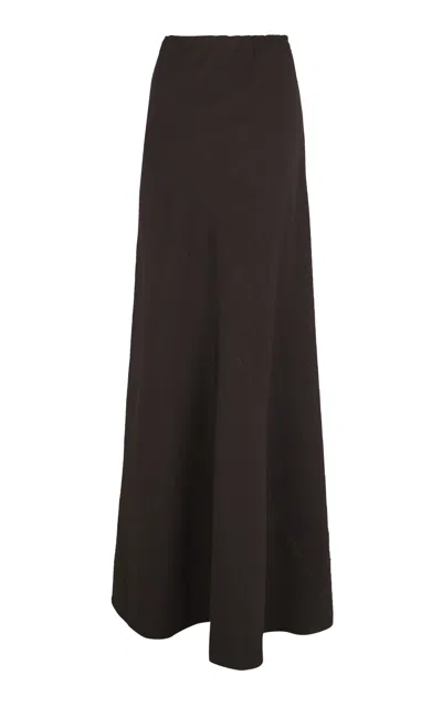 Cortana Linen-wool Rodeo Maxi Skirt In Brown