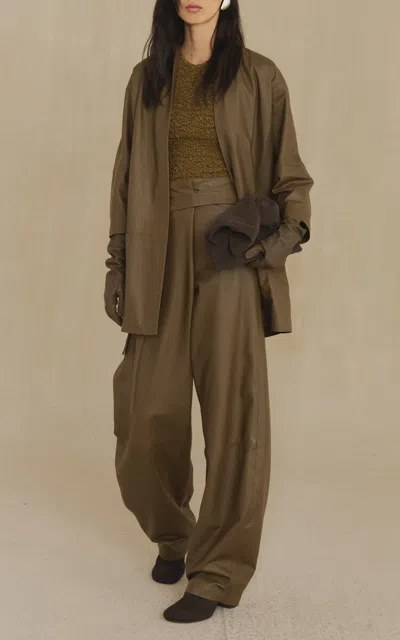Cortana Lira Leather Wrap Pants In Brown