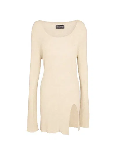 Cortana Luma Jersey Side-slit Top In Neutral
