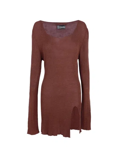 Cortana Luma Jersey Side-slit Top In Red