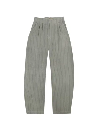 Cortana Lupe Striped Linen Trousers In Blue