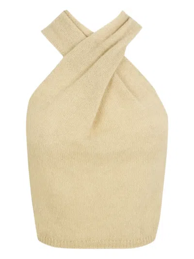 Cortana Lux Halterneck Top In Neutral