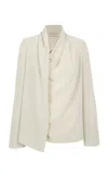 Cortana Lyra Silk Wrap Blouse In White