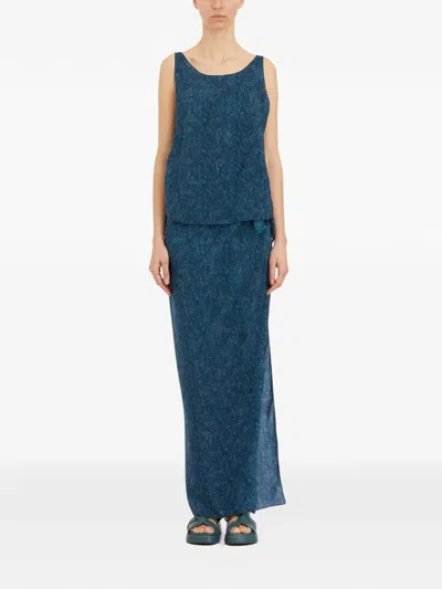 Cortana Malena Silk Maxi Dress In Blue