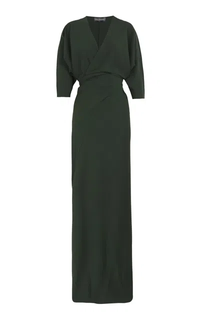 Cortana Mara Silk Maxi Wrap Dress In Green