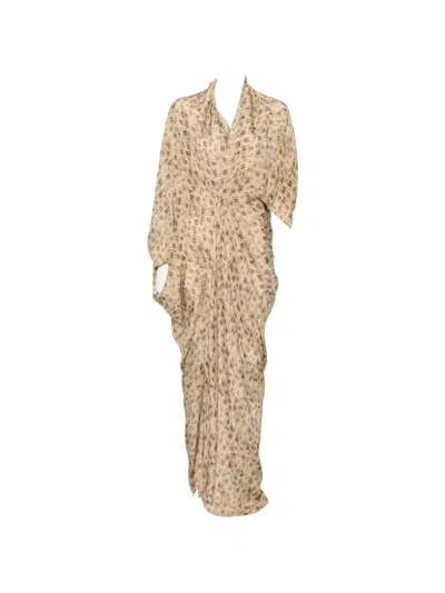 Cortana Mayu Abstract-print Draped Dress In Neutral