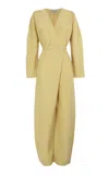 Cortana Mel Linen-blend Wide-leg Jumpsuit In Gold