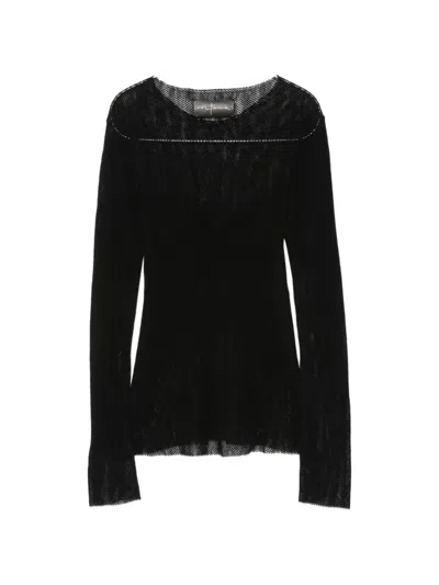 Cortana Mesh-knit Long-sleeve Top In Black