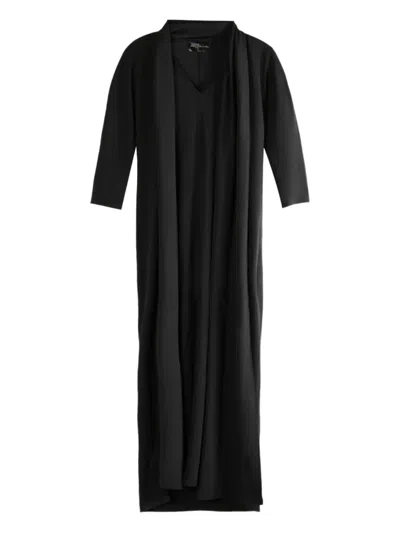 Cortana Niza Draped Three-quarter Sleeve Maxi Dress In Black