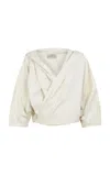 Cortana Noa Linen-cotton Cropped Wrap Jacket In White