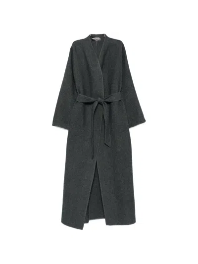 Cortana Noon Belted Shawl-collar Oversized Coat In Blau