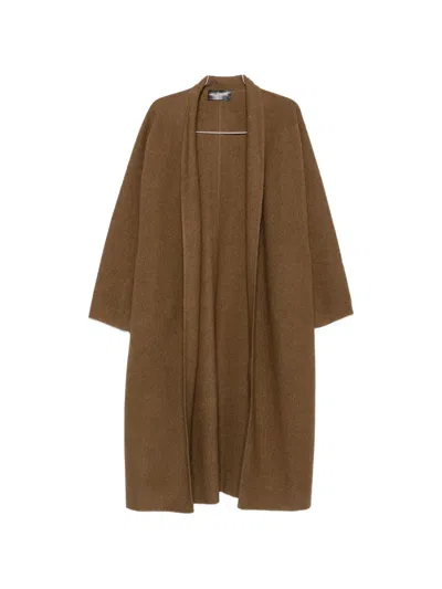 Cortana Nur Shawl-collar Open-front Coat In Braun