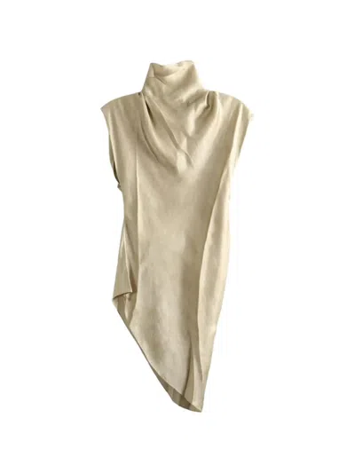 Cortana Ocaso Asymmetric Draped Top In Brown