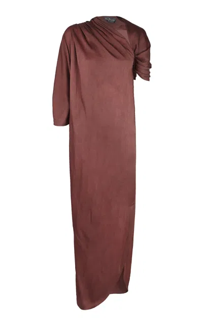 Cortana Ocaso Satin Maxi Dress In Brown