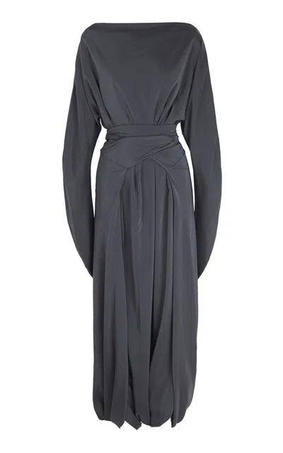 Cortana Olvido Silk Crepe Maxi Dress In Blue