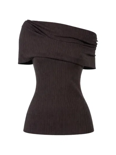 Cortana One-shoulder Top In Brown