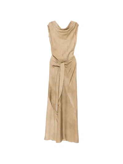 Cortana Opale Draped Maxi Dress In Brown