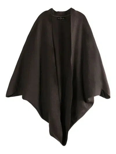 Cortana Open-front Wool Poncho In Black