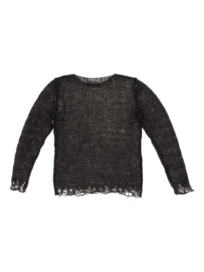 Cortana Open-knit Long-sleeve Top In Black