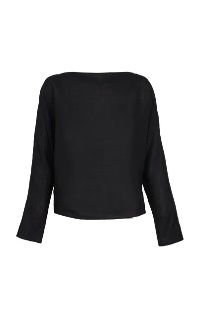 Cortana Poona Ramie Top In Black