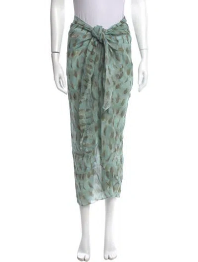 Pre-owned Cortana Printed Midi Length Skirt In Green