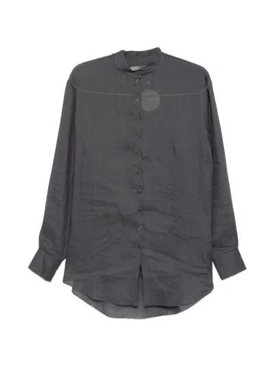 Cortana Raoul Mandarin-collar Button-up Shirt In Gray