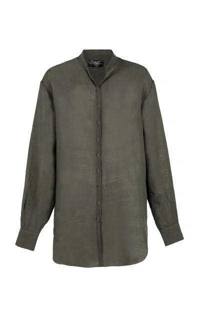 Cortana Raoul Ramie Top In Green