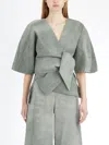 Cortana Ryo Jacket In Linen And Cotton In Gray