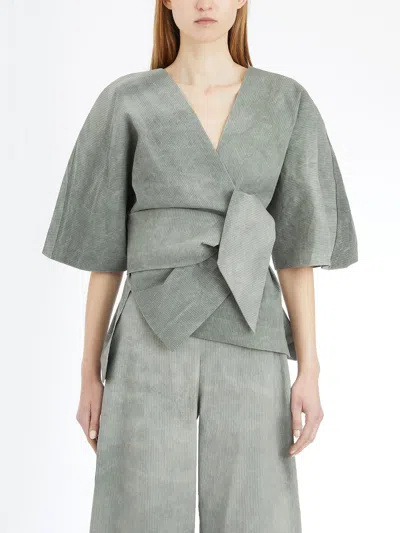Cortana Ryo Jacket In Linen And Cotton In Gray