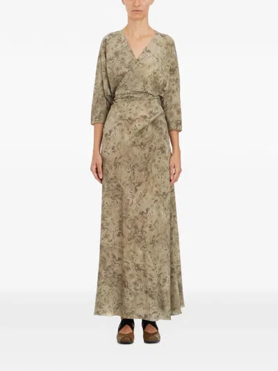 Cortana Salma Floral-print V-neck Maxi Dress In Green