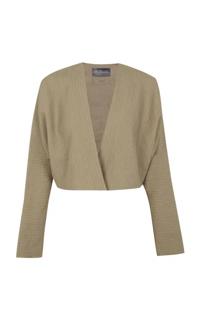 Cortana Ser Linen-wool Jacquard Jacket In Brown