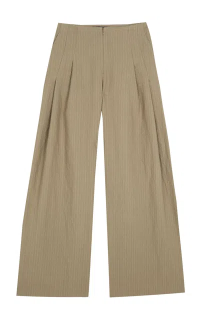 Cortana Ser Linen-wool Jacquard Wide-leg Pants In Brown