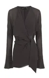 Cortana Serene Silk Cowl Neck Top In Black