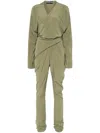 Cortana Serp Silk Jumpsuit In Green