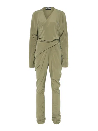 Cortana Serp Silk Jumpsuit In Green