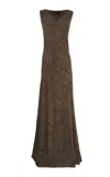 Cortana Silk-blend Mire Maxi Dress In Green