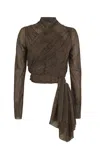 Cortana Silk-blend Sheer Mire Jacket In Brown