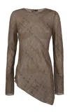 Cortana Silk-blend Sheer Mire Top In Brown