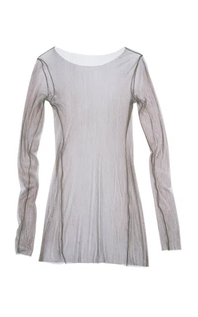 Cortana Silk-blend Sheer Tulle Top In Purple