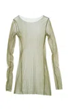 Cortana Silk-blend Sheer Tulle Top In Green