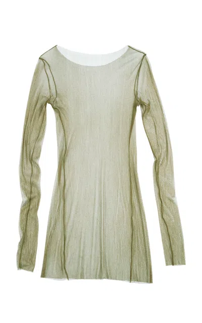 Cortana Silk-blend Sheer Tulle Top In Green