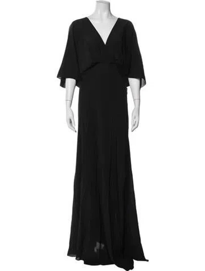 Pre-owned Cortana Silk Long Dress In Black