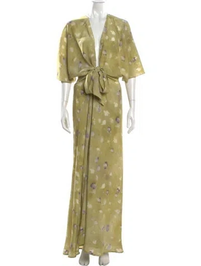 Pre-owned Cortana Silk Long Dress In Green