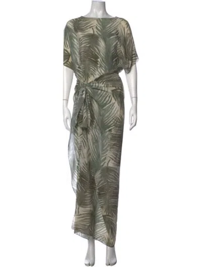 Pre-owned Cortana Silk Long Dress In Green