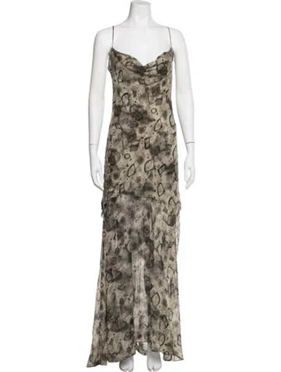 Pre-owned Cortana Silk Long Dress In Multi