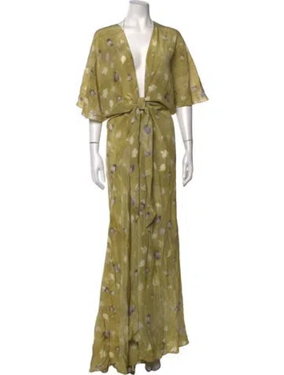 Pre-owned Cortana Silk Long Dress W/ Tags In Green