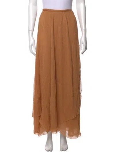 Pre-owned Cortana Silk Long Skirt In Brown