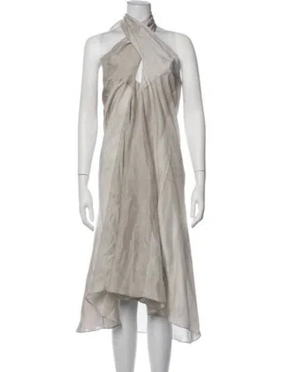 Pre-owned Cortana Silk Midi Length Dress In Neutrals