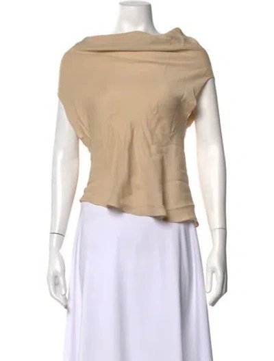 Pre-owned Cortana Silk Off-the-shoulder Top In Neutrals
